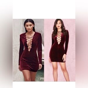 House of Cb MICA Mulberry Velvet dress